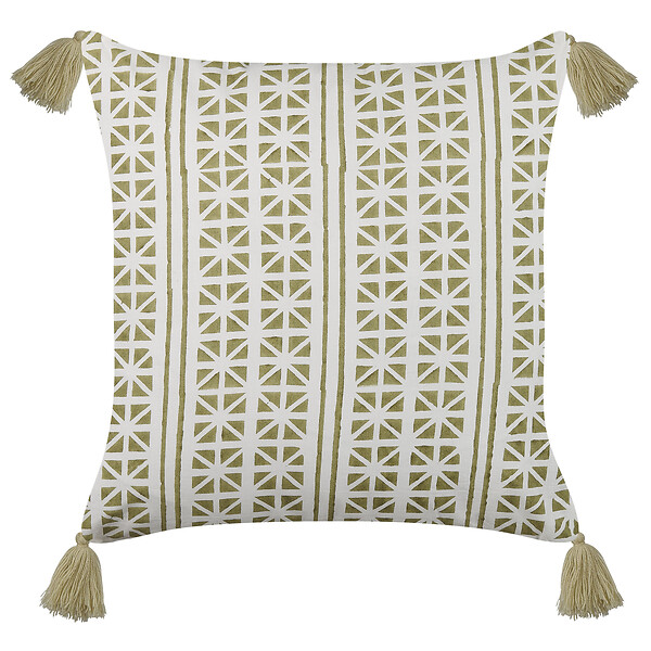 BELIANI - Lot de 2 coussins décoratifs SYRINGA Coton 45 x 45 cm Vert Motif géométrique - large