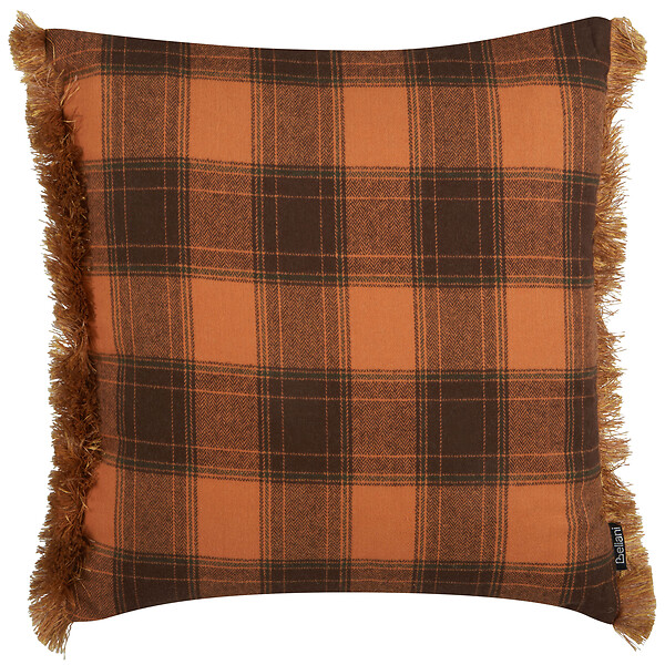 BELIANI - Lot de 2 coussins décoratifs BARJA 45 x 45 cm Orange À carreaux - large