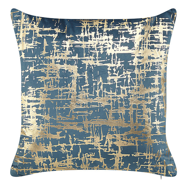 BELIANI - Lot de 2 coussins décoratifs GARDENIA Velours 45 x 45 cm Bleu Motif abstrait - large