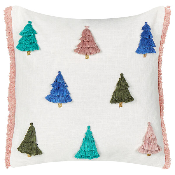 BELIANI - Lot de 2 coussins décoratifs SKIMMIA Coton 45 x 45 cm Blanc Motif de Noël - large