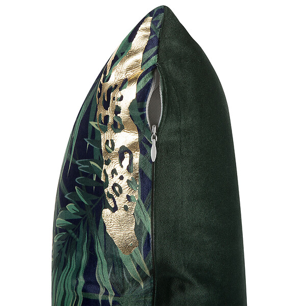 BELIANI - Lot de 2 coussins décoratifs BELLEROSE Velours 45 x 45 cm Vert foncé Motif de plante - large