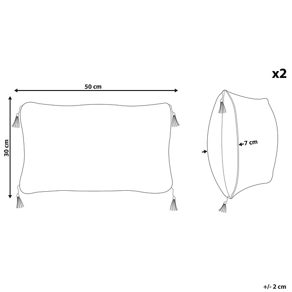 BELIANI - Lot de 2 coussins décoratifs LIRIOPE 30 x 50 cm Noir/blanc Motif géométrique - large