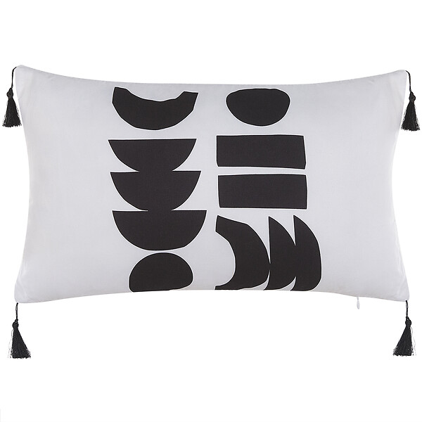 BELIANI - Lot de 2 coussins décoratifs LIRIOPE 30 x 50 cm Noir/blanc Motif géométrique - large