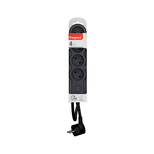 LEGRAND - Multiprise 4 prises 2P+T - Noir - 3680W - large