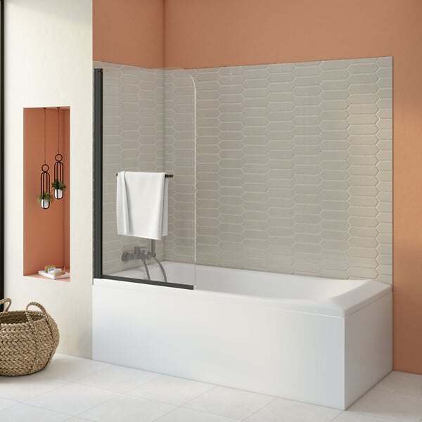 ALLIBERT - Pare baignoire réversible 80 x 140 cm noir GENA - large