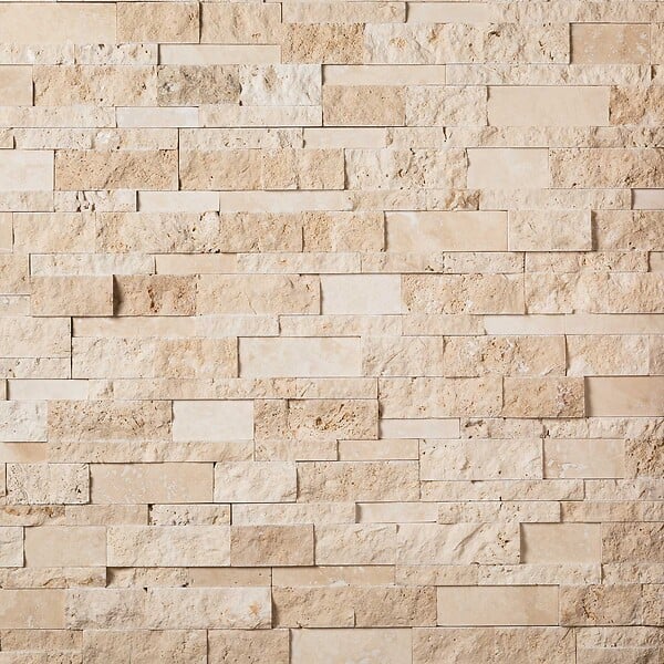 RO'MA NATURE - Parement Travertin Beige 60x15 cm Brut/Adouci (lot de 0,99 m² soit 11 plaques) - large