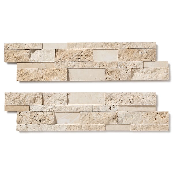 RO'MA NATURE - Parement Travertin Beige 60x15 cm Brut/Adouci (lot de 0,99 m² soit 11 plaques) - large