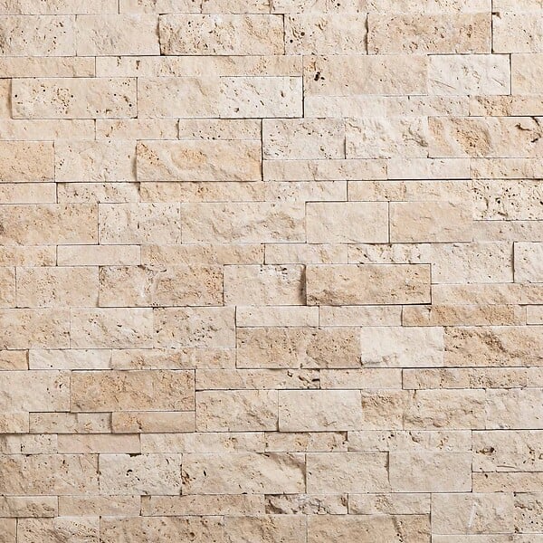 RO'MA NATURE - Parement Travertin Beige 60x15 cm Brut (lot de 0,99 m² soit 11 plaques) - large