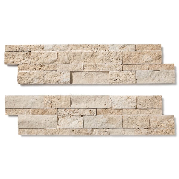 RO'MA NATURE - Parement Travertin Beige 60x15 cm Brut (lot de 0,99 m² soit 11 plaques) - large
