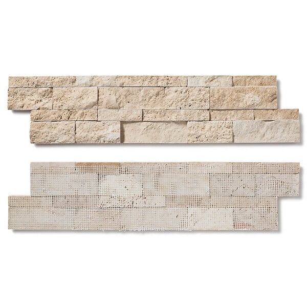 RO'MA NATURE - Parement Travertin Beige 60x15 cm Brut (lot de 0,99 m² soit 11 plaques) - large