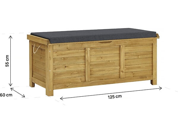 HABITAT ET JARDIN - Coffre de jardin "Gana" en bois - 125 x 60 x 55 cm - Marron - large