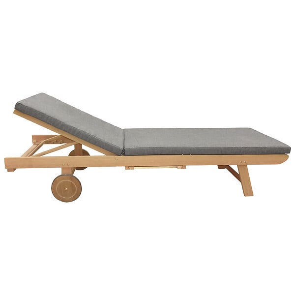 HAPPY GARDEN - Bain de soleil pliant en acacia KANAWA - coussin gris - large