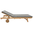 HAPPY GARDEN - Bain de soleil pliant en acacia KANAWA - coussin gris - vignette