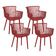 BELIANI - Lot de 4 chaises de jardin PESARO Rouge - vignette