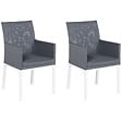 BELIANI - Lot de 2 chaises de jardin avec coussins BACOLI Tissu Gris foncé - vignette