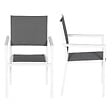 HAPPY GARDEN - Lot de 4 chaises rembourrées en aluminium blanc - textilène gris - vignette