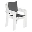 HAPPY GARDEN - Lot de 4 chaises rembourrées en aluminium blanc - textilène gris - vignette