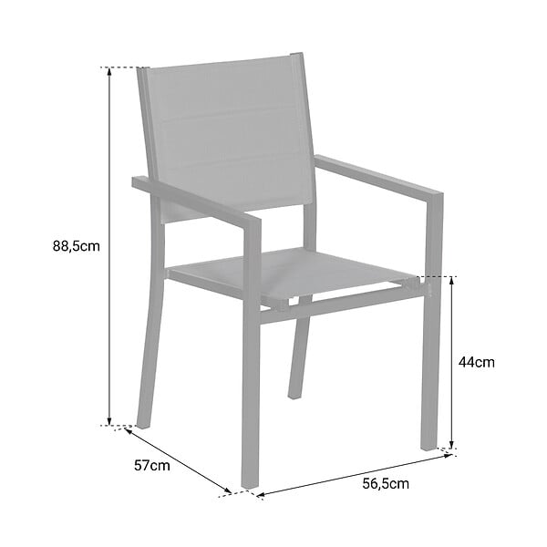 HAPPY GARDEN - Lot de 4 chaises rembourrées en aluminium blanc - textilène gris - large