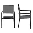 HAPPY GARDEN - Lot de 8 chaises rembourrées en aluminium anthracite - textilène gris - vignette