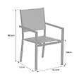 HAPPY GARDEN - Lot de 8 chaises rembourrées en aluminium anthracite - textilène gris - vignette