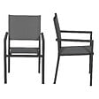 HAPPY GARDEN - Lot de 4 chaises rembourrées en aluminium anthracite - textilène gris - vignette