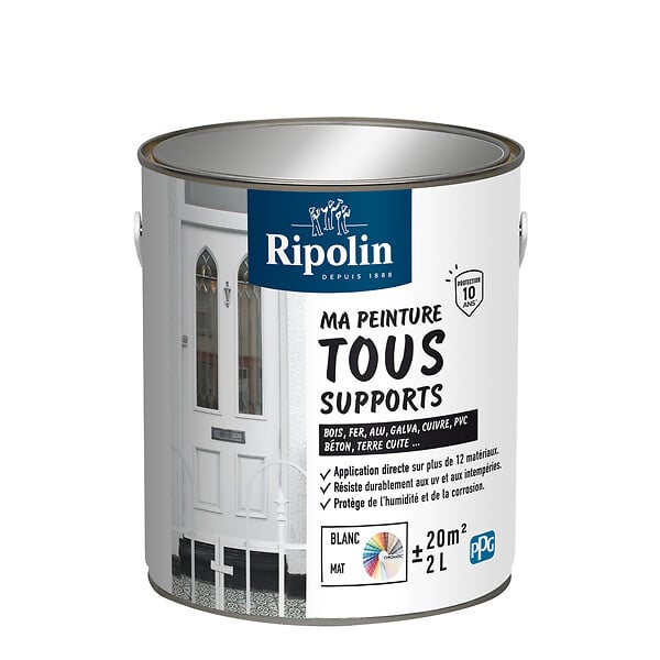 RIPOLIN - Peinture multi-supports mate - Ri 26 Multisup - Blanc - 2L - large