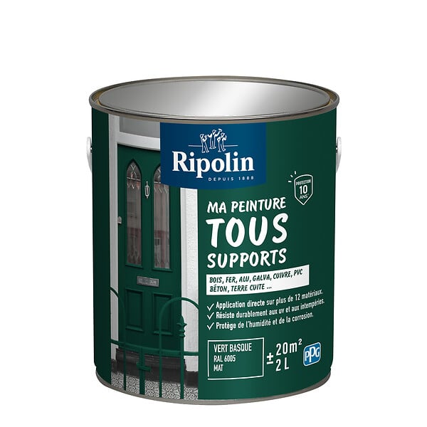 RIPOLIN - Peinture multisupport mate - Vert RAL 6005 - 2L - large