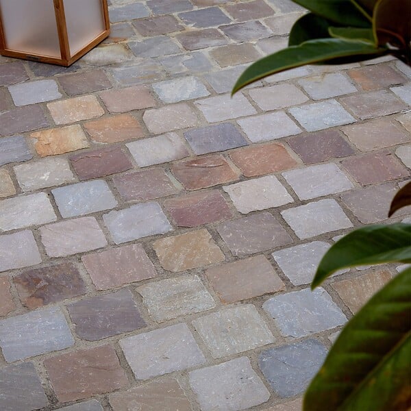 RO'MA NATURE - Pavé Grès Kandla Multicolore 14x14x3-5 cm (vendu au m² - 42 pavés/m²) - large