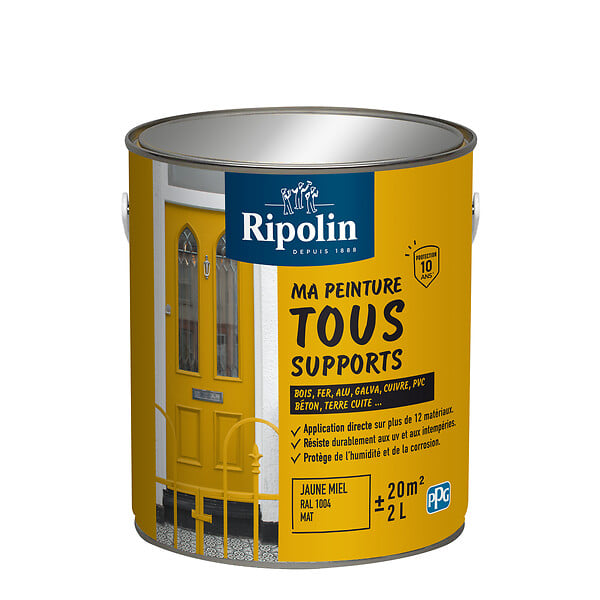 RIPOLIN - Peinture multi-supports mate - Jaune Miel - 2L - large