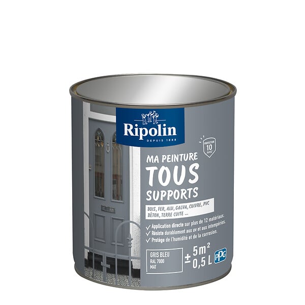 RIPOLIN - Peinture multi-supports Ri 26 multisup Mat Gris bleu 0,5L - large
