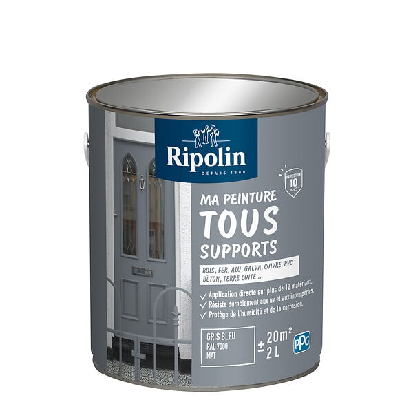 RIPOLIN - Peinture multi-supports mate - RAL 5014 Gris Bleu - 2L - large