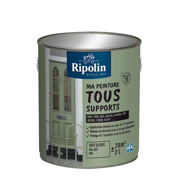 RIPOLIN - Peinture multi-supports - Vert Olive RAL 6021 - Mat 2L - large