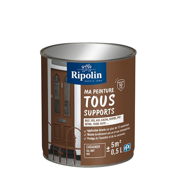 RIPOLIN - Peinture multi-supports mate - RAL 8007 Chataignier - 0,5L - large