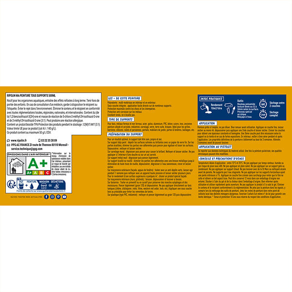 RIPOLIN - Ri 26 multisup mat ral 1004 jaune m 0,5l - large