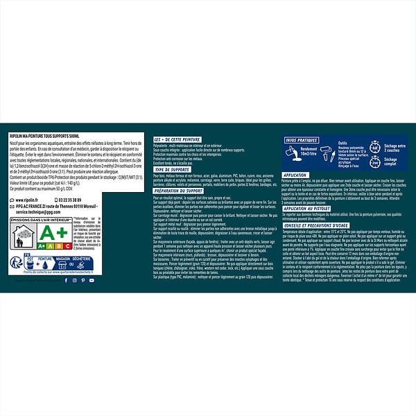 RIPOLIN - Ri 26 multisup mat ral 5020 bleu ac 0,5l - large