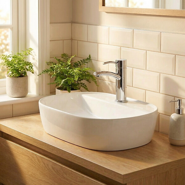SWISS AQUA TECHNOLOGIES - Swiss Aqua Technologies Vasque à poser Infinitio 60 x 40 x 12,5 cm sans trop-plein, blanc (SATINF6040) - large