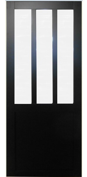 GD MENUISERIES - Porte Coulissante Atelier Noir vitre depoli H204 x L93 cm, Rail Alu - large