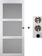 GD MENUISERIES - Porte Coulissante Kenya blanc Vitrée H204 x L93 cm, coquilles, tire doigt - vignette