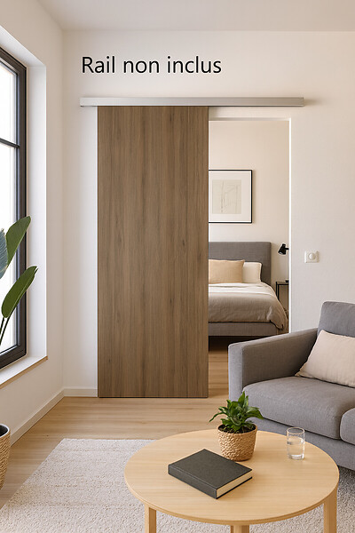 GD MENUISERIES - Porte Coulissante Décor Noyer Light Walnut H204 x L73 cm - large