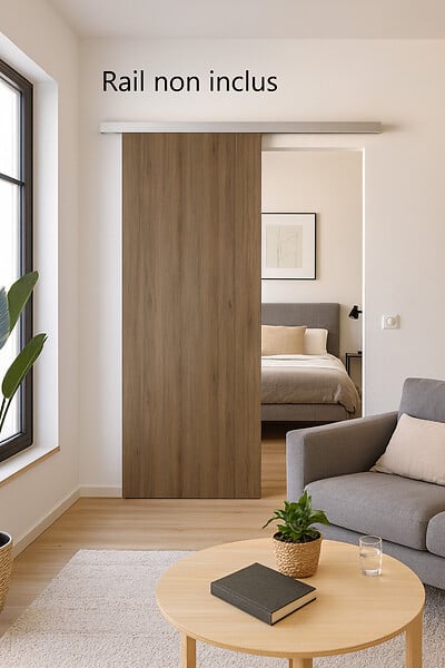 GD MENUISERIES - Porte Coulissante Décor Noyer Light Walnut H204 x L83 cm - large