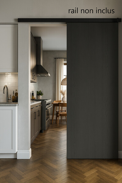GD MENUISERIES - Porte Coulissante Effet Chêne Anthracite Grey Oak H204 x L73 cm - large