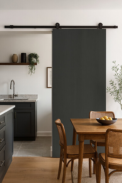 GD MENUISERIES - Porte Coulissante Effet Chêne Anthracite Grey Oak H204 x L73 cm, Rail roulettes - large