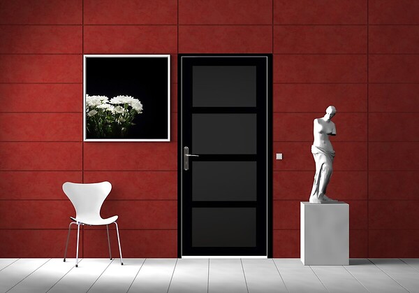 GD MENUISERIES - Bloc Porte Telia noir 4 panneaux H204 x L73 cm Côte Tableau P.Droit - large