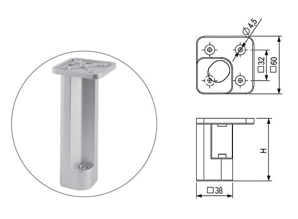 CENTRALE BRICO - Pied de meuble FP005 100 mm réglable chrome brillant - large