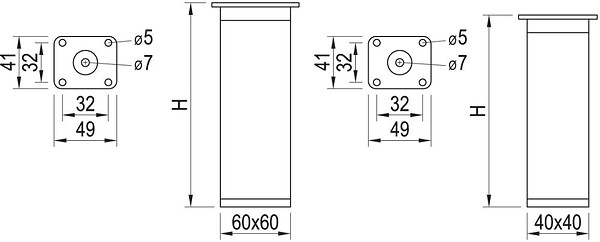 CENTRALE BRICO - Pied de meuble FA012 150 mm réglable chrome mat - large