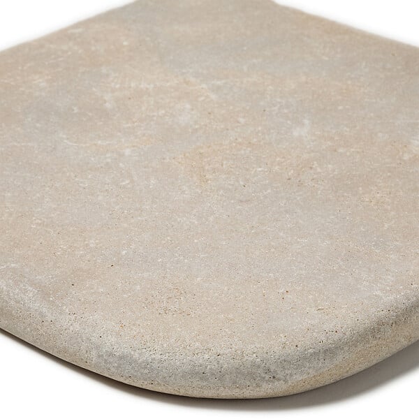RO'MA NATURE - Margelle angle sortant Pierre de l'Atlas Beige 33x33x3 cm Bord 1/2 Rond (à l'unité) - large
