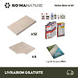 RO'MA NATURE - KIT COMPLET - Margelles pour piscine 10x5m en Pierre Atlas Beige (avec colle, joint, hydrofuge ...) - vignette