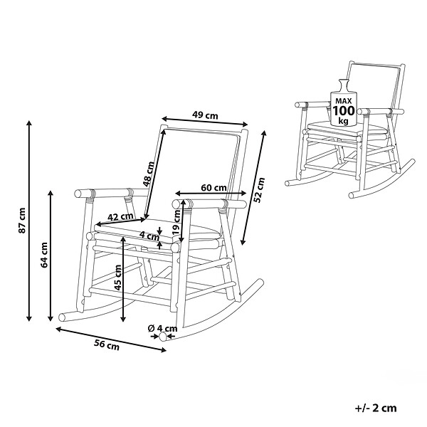 BELIANI - Fauteuil à bascule de jardin FRIGOLE Bambou Marron - large