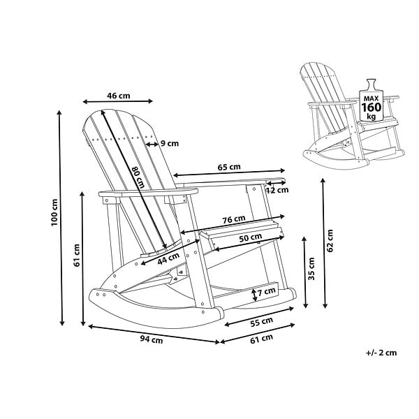 BELIANI - Fauteuil à bascule de jardin ADIRONDACK Bleu - large