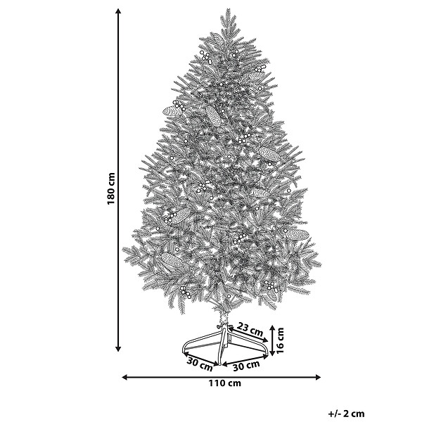 BELIANI - Sapin de Noël artificiel LED PALOMAR 180 cm Vert foncé - large